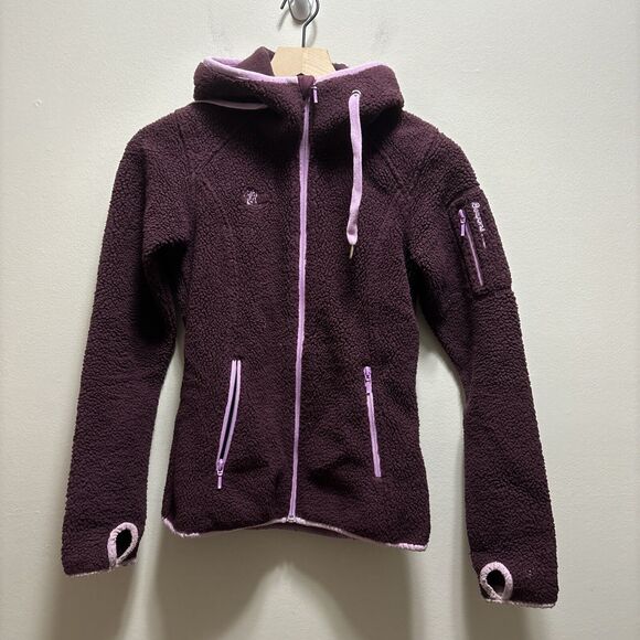 BERGANS OF NORWAY Hadsel Lady Jacket Coat Women's XS Fleece Hooded Purple Zip Up - Picture 1 of 16